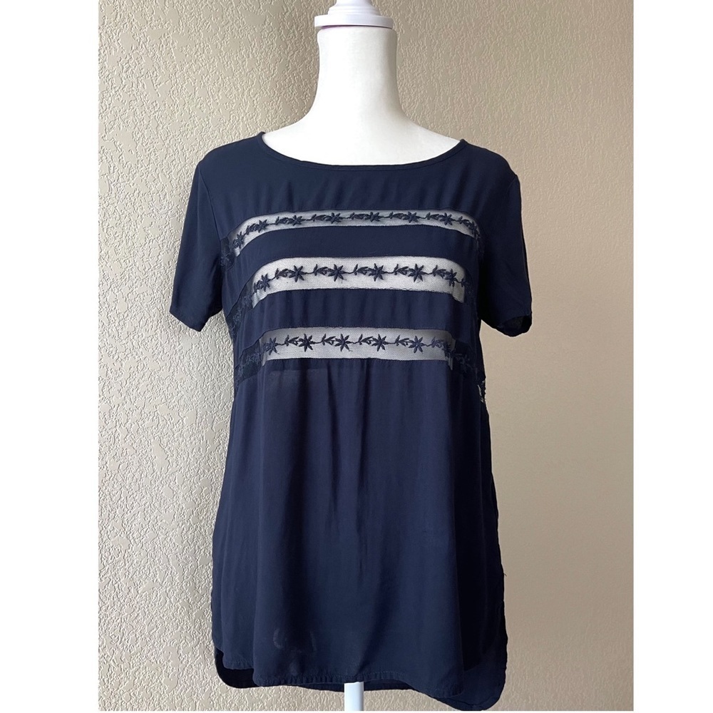 Old Navy Short Sleeve Blouse with Lace Detail